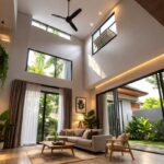 Benarkah Plafon Tinggi Selalu Membuat Rumah Lebih Sejuk? Sebagai arsitek, saya sering sekali mendengar pernyataan seperti ini dari calon klien: “Pokoknya plafonnya dibikin tinggi saja, biar rumahnya adem.” Seolah-olah, semakin tinggi plafon, semakin otomatis rumah terasa sejuk. Bahkan ada anggapan bahwa rumah dengan plafon rendah pasti pengap dan panas. Tapi… benarkah pernyataan itu? Benarkah plafon tinggi selalu membuat rumah lebih sejuk? Atau ini hanya asumsi yang terdengar logis tetapi tidak selalu tepat secara arsitektural dan fisik bangunan? Mari kita bahas secara jujur, teknis, dan menyeluruh. Kenapa Plafon Tinggi Dianggap Lebih Sejuk? Secara logika awam, ada alasan kuat mengapa orang menganggap plafon tinggi identik dengan kesejukan. 1. Udara panas naik ke atas Dalam prinsip dasar fisika, udara panas memang lebih ringan dan akan naik ke atas. Fenomena ini disebut konveksi alami. Artinya: • Jika plafon tinggi, udara panas akan terkumpul di bagian atas ruangan. • Area aktivitas manusia (sekitar 0–2 meter dari lantai) relatif lebih dingin. Secara teori, ini memang benar. Tapi… teori ini hanya bekerja optimal jika didukung oleh sistem ventilasi yang baik. Kalau tidak? Udara panas tetap menumpuk — dan perlahan menyebar kembali. 2. Volume ruang lebih besar Plafon tinggi berarti volume udara dalam ruangan lebih besar. Secara logika: • Panas yang masuk menyebar ke ruang yang lebih luas. • Suhu tidak cepat naik drastis. Namun perlu dipahami, volume besar bukan berarti otomatis dingin. Ia hanya memperlambat kenaikan suhu — bukan mencegahnya. Jika sumber panas terus masuk (atap panas, dinding barat, kaca tanpa shading), maka volume besar tetap akan panas juga. Fakta Penting: Plafon Tinggi Bukan Solusi Tunggal Di dalamnya banyak orang yang keliru. Plafon tinggi hanyalah salah satu variabel dalam kenyamanan termal bangunan. Kenyamanan termal dipengaruhi oleh banyak faktor, antara lain: • Orientasi bangunan • Bahan atap • Insulasi • Ventilasi silang • Bukaan Jendela • Peneduh (kanopi, Secondary skin) • Warna • Lingkungan sekitar Jika semua faktor buruk, plafon setinggi apa pun tidak akan menyelamatkan suhu ruangan. Studi Kasus Sederhana Mari kita bandingkan dua rumah. Rumah A • Plafon 4 meter • Atap seng • Menghadap barat • Jendela kecil • Ventilasi minim Rumah B • Plafon 3 meter • Atap dengan aluminium foil + glasswool • Ventilasi silang optimal • Bukaan besar dengan shading • Menghadap utara–selatan Menurut Anda, mana yang lebih keren? Secara realistis, Rumah B jauh lebih nyaman secara termal — meskipun plafonnya lebih rendah. Mengapa? Karena desainnya menyelesaikan akar masalah panas, bukan hanya memberi ruang bagi udara panas untuk “ngumpul di atas”. Kapan Plafon Tinggi Benar-Benar Membantu? Agar adil, kita perlu jujur: plafon tinggi memang bisa membantu, jika dikombinasikan dengan strategi desain yang tepat. Berikut kondisi di mana plafon tinggi efektif: 1. Ada ventilasi atas (efek tumpukan) Jika terdapat: • Jendela atas (clerestory) • List tinggi • Blok ventilasi dekat plafon Maka udara panas yang naik bisa keluar. Ini disebut efek tumpukan — udara panas naik dan keluar, menggantikan udara lebih dingin dari bawah. Tanpa jalur keluar, udara panas hanya terjebak di atas. 2. Rumah tropis dengan ventilasi silang Di iklim tropis seperti Indonesia, ventilasi silang jauh lebih penting daripada sekadar plafon tinggi. Plafon tinggi + ventilasi silang = kombinasi yang sangat efektif. Tanpa aliran udara, ruangan tinggi hanya menambah volume panas yang tertahan. 3. Ruang tanpa AC Jika rumah sepenuhnya mengandalkan ventilasi alami, plafon tinggi membantu meningkatkan kenyamanan relatif. Namun jika rumah ber-AC penuh? Cerita jadi berbeda. Sisi Lain yang Jarang Dibahas: AC dan Plafon Tinggi Ini yang sering tidak dipikirkan pada desain awal. Plafon tinggi = volume udara lebih besar. Artinya: • Beban meningkat AC. • Waktu pendinginan lebih lama. • Konsumsi listrik lebih besar. Dalam ruangan dengan plafon 5 meter misalnya, AC 1 PK mungkin terasa kurang efektif dibandingkan ruangan dengan plafon 3 meter. Karena AC harus mendinginkan lebih banyak udara. Termasuk: • Kipas langit-langit dipasang untuk membantu mendistribusikan udara. • Menggunakan sistem AC yang tepat kapasitasnya. Jadi, untuk rumah modern yang mengandalkan AC, plafon tinggi bisa menjadi pedang bermata dua. Aspek Psikologis: Ruang Tinggi Terasa Lebih Nyaman Ada satu hal yang tidak bisa diabaikan: persepsi manusia. Ruang dengan plafon tinggi memberikan kesan: • Lega • Tidak sumpek • Lapang • Mewah Efek psikologis ini sering disalahartikan sebagai “lebih sejuk”.Padahal bisa jadi suhu sebenarnya sama. Kenyamanan bukan hanya soal suhu — tapi juga soal persepsi ruang. Risiko Plafon Terlalu Tinggi Sebagai arsitek, saya justru sering mengingatkan klien soal risiko ini. 1. Biaya konstruksi meningkat • Dinding lebih tinggi • Kolom lebih tinggi • Finishing lebih banyak • Pengecatan lebih luas 2. Biaya perawatan meningkat • Lampu sulit diganti • Pembersihan lebih rumit • Perlu scaffolding atau tangga tinggi 3. Akustik kurang nyaman Ruang tinggi bisa menghasilkan gema berlebihan jika tidak ditangani dengan material akustik. Plafon Ideal Tinggi untuk Rumah Tropis Secara umum, tinggi plafon yang ideal untuk rumah di Indonesia adalah: • 2,8 – 3,2 meter untuk ruang standar • 3,5 – 4 meter untuk ruang utama (ruang tamu) • Volume ganda untuk area tertentu saja Tidak perlu semua ruangan dibuat 4–5 meter. Strategi yang lebih efektif adalah: • Kombinasi tinggi ruang • Pemanfaatan void secara memitigasi • Ventilasi atas yang terencana Jadi, bukankah Plafon Tinggi Selalu Membuat Rumah Lebih Sejuk? Jawaban jujurnya: Tidak selalu. Plafon tinggi bisa membantu — tapi bukan solusi ajaib. Ia bekerja optimal hanya jika: • Ada ventilasi silang • Ada jalur buang udara panas • Atap memiliki peredam panas • Orientasi bangunan diperhitungkan • Bukaan terlindungi shading Tanpa itu semua, plafon tinggi hanya menjadi ruang besar yang tetap panas. Pendekatan Desain yang Lebih Bijak Daripada hanya fokus pada plafon tinggi, pendekatan yang lebih cerdas adalah: 1. Kendalikan panas dari sumbernya • Gunakan ruang atap • Tambahkan insulasi atap • Gunakan warna terang • Pasang kanopi atau kulit sekunder 2. Maksimalkan ventilasi alami • Buat ventilasi silang 3. Kombinasikan dengan elemen aktif • Kipas langit-langit • Kipas angin pembuangan • AC dengan kapasitas tepat Plafon tinggi hanya bagian kecil dari strategi besar desain tropis. Perspektif Arsitektural: Bukan Soal Tinggi, Tapi Soal Proporsi Rumah yang nyaman bukan yang paling tinggi plafonnya. Tapi yang paling seimbang desainnya. Plafon yang terlalu rendah memang bisa membuat ruang terasa sumpek. Namun plafon terlalu tinggi tanpa strategi juga bisa boros dan tidak efisien. Sebagai arsitek, saya lebih memilih pendekatan: “Tinggi secukupnya, ventilasi semaksimalnya.” Penutup Mitos bahwa plafon tinggi selalu membuat rumah lebih sejuk adalah penyederhanaan yang berlebihan. Secara fisika, memang ada dasar logistiknya. Namun dalam praktik arsitektur, kenyamanan termal adalah hasil dari banyak faktor yang bekerja bersama. Plafon tinggi bukan jaminan rumah adem. Yang membuat rumah sejuk adalah desain yang memahami: • Pergerakan udara • Sumber panas • Bahan bangunan • Konteks iklim Kalau hanya meninggikan plafon tanpa strategi, itu seperti meninggikan gelas tapi tetap menuangkan air panas ke dalamnya. Sebagai seorang arsitek, tugas kita bukan sekedar membuat ruangan terlihat megah — tapi memastikan ruangan benar-benar nyaman untuk dibangun dalam jangka panjang. Dan kenyamanan, selalu lahir dari desain yang dipikirkan dengan matang.